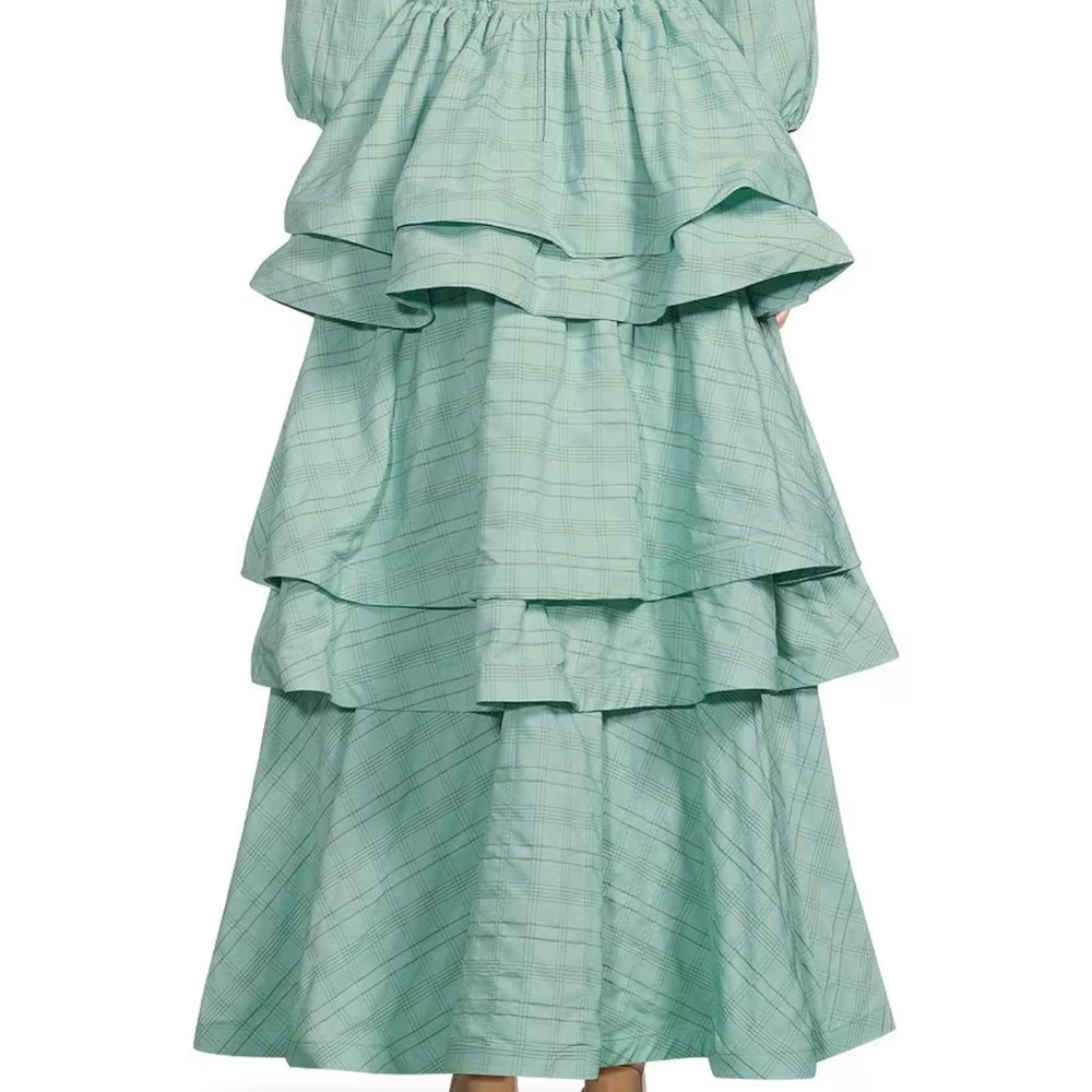 Buru -NWT- Teagan Tiered Ruffle Stripe Full Length A-Skirt. SZ-M. Has pockets!